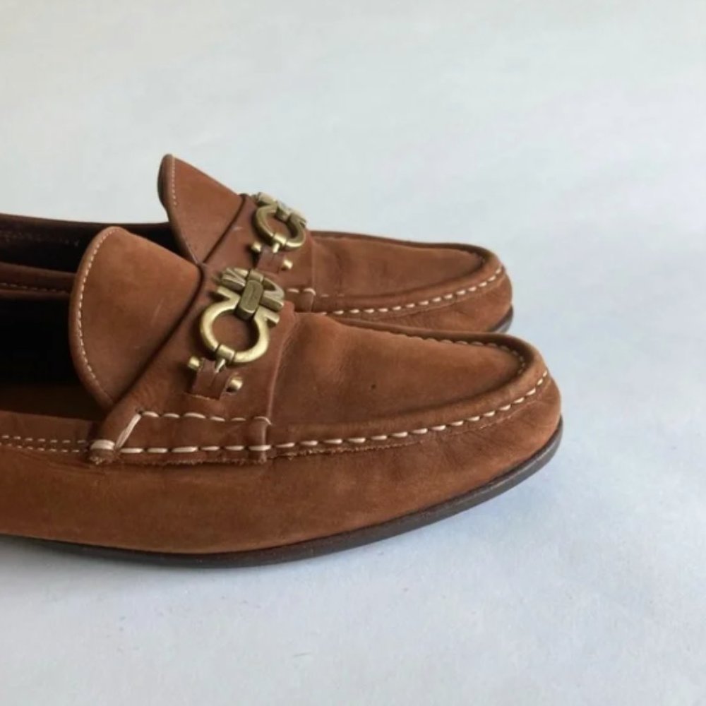 Salvatore Ferragamo Tan Suede Oxford Loafers size 9 - Picture 5 of 15